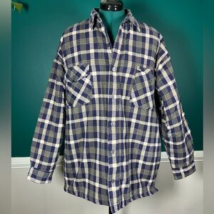 Plaid quilted thick Button-Up work flannel Shirt